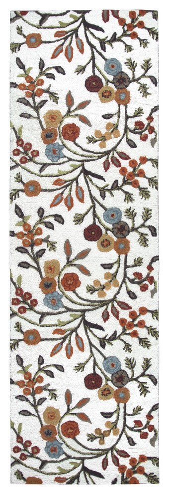 Rizzy Home Dimensions DI1466 Ivory Floral Area Rug, Rectangular 9'x12'