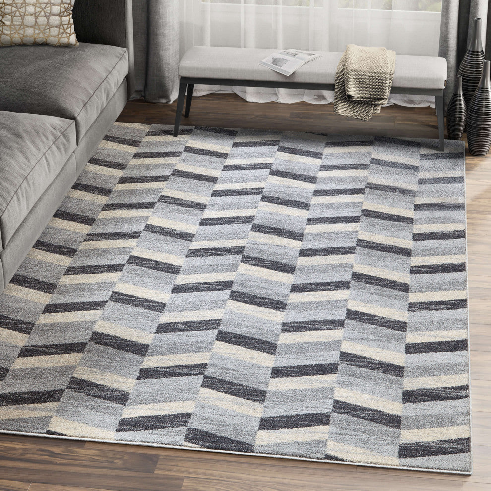 Abani Quartz QRZ170A Multicolor Neutral Geometric Chevron Area Rug