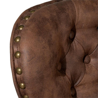 Bowery Hill Modern 30.5" Faux Leather Tufted Swivel Bar Stool in Chestnut