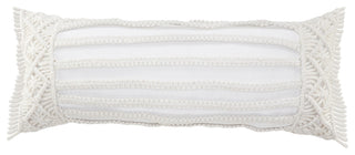 Ox Bay Handwoven White Diamond Resistant Polyester Pillow Cover, 14"x36"