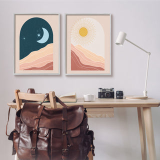 Energetic Arid Desert Daily Sky Boho Landscape Windows, 2pc, each 24 x 30
