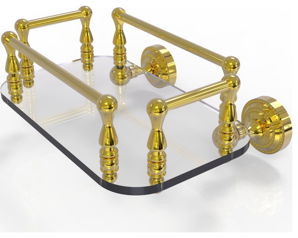 Dottingham Wall Mounted Glass Guest Towel Tray, Polished Brass