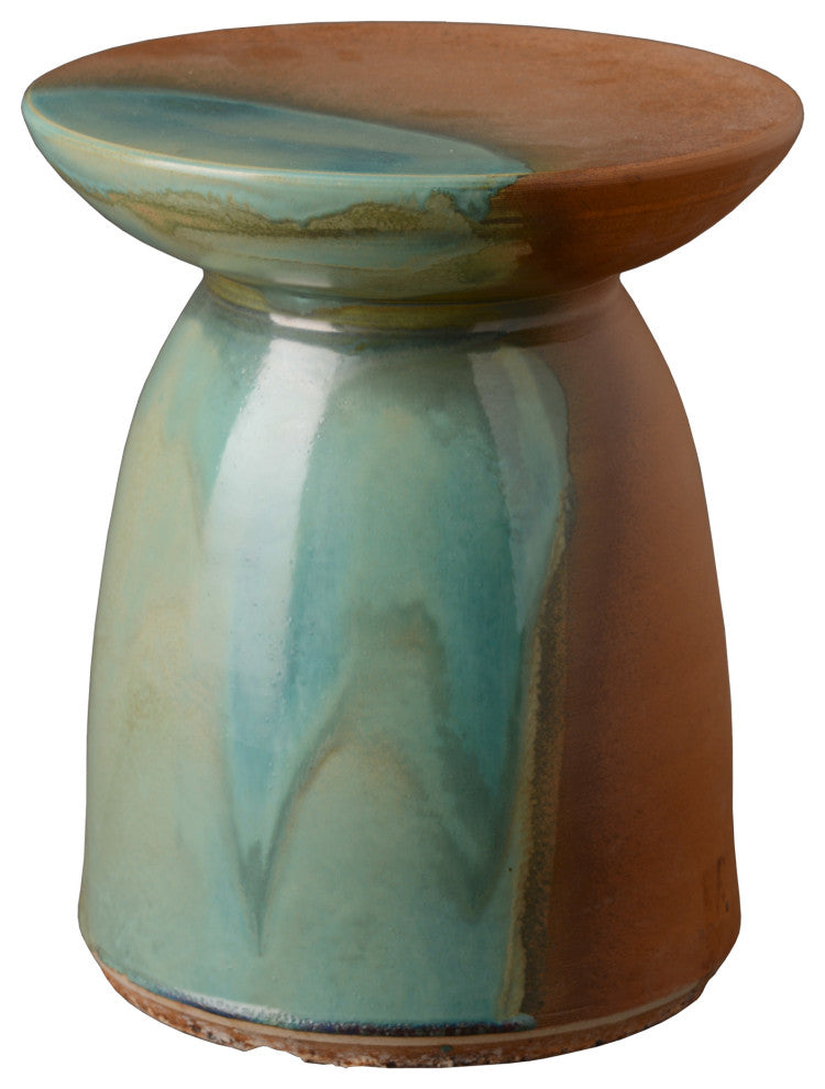Jade Walnut Round Indoor/Outdoor Ceramic Garden Stool