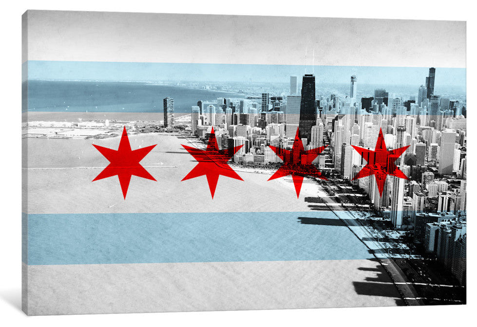 "Chicago City Flag (Downtown Skyline)" by iCanvas, 40x26x1.5"