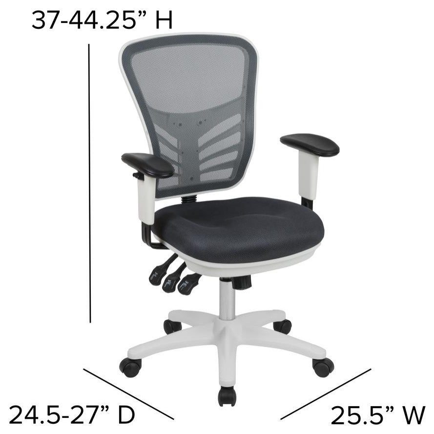 Mid-Back Dark Gray Mesh Multifunction Executive Swivel Ergonomic Office...