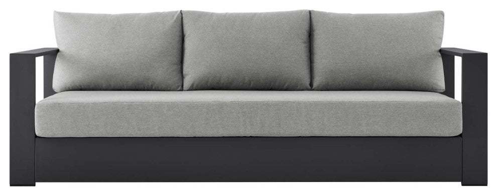 Lounge Sofa, Gray, Aluminum, Modern, Outdoor Patio Bistro Hospitality
