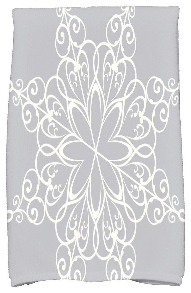 Snowflake Decorative Holiday Geometric Print Hand Towel, Gray