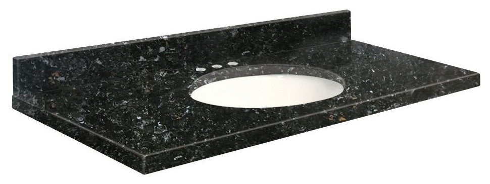 Quartz 49"x19" Vanity Top, Single Faucet Hole, White Bowl, Interlude, 8" Centers