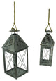 Vintage Grey Metal Bird On Branch Square Candle Lantern Set of 2