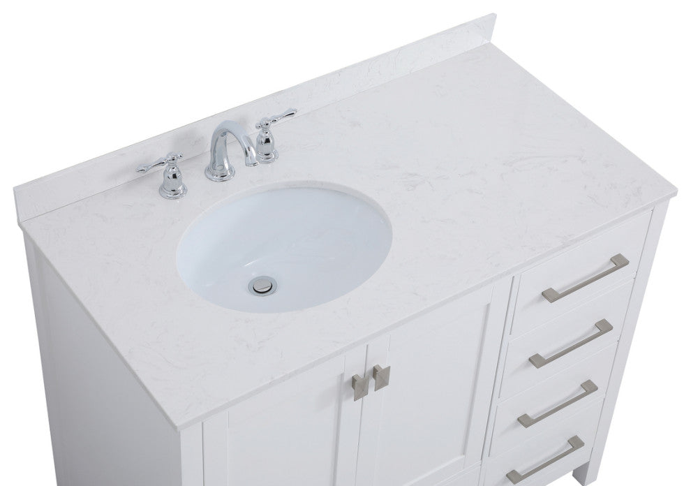 Iris 42" Single Bathroom Vanity, White With Backsplash
