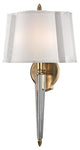 Oyster Bay, Two Light Wall Sconce, Aged Brass Finish, White Faux Silk Shade