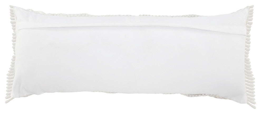 Ox Bay Handwoven White Diamond Resistant Polyester Pillow Cover, 14"x36"
