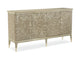 Turn A New Leaf, Pale Gray, 4-Door Sideboard With Leaf Motif