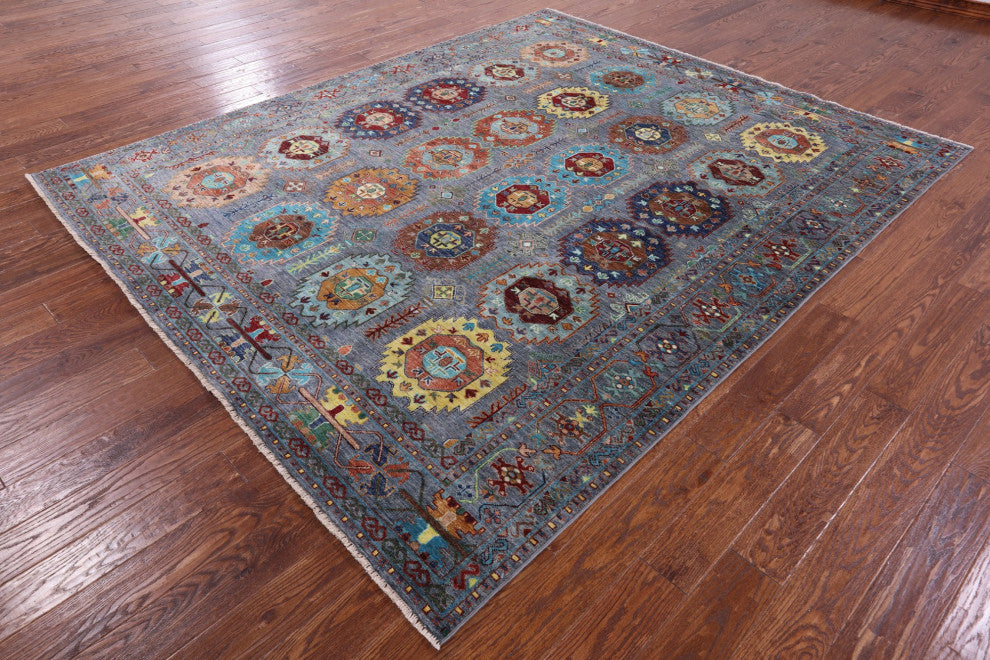 8' 0" X 9' 8" Handmade Fine Turkmen Ersari Wool Rug Q10565