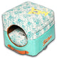Touchdog Floral-Galore Convertible and Reversible Squared 2-in-1 Dog House Bed