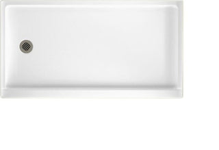 Swan 60x32x4 Solid Surface Shower Base, Left Drain, Ice