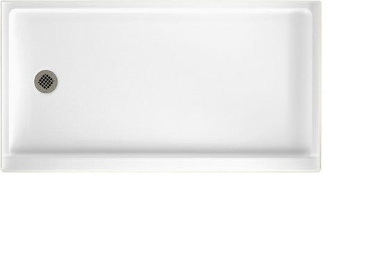 Swan 60x32x4 Solid Surface Shower Base, Left Drain, Ice