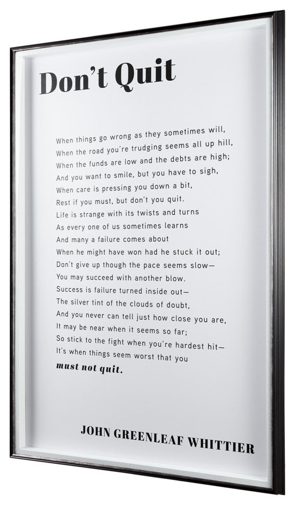 Don't Quit, Framed Art Poem Print under Glass