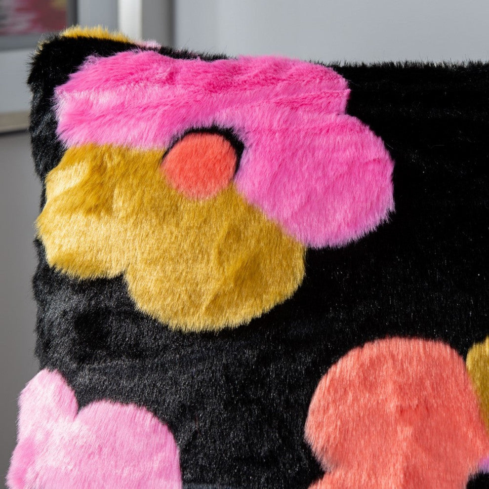 Safavieh Flower Child Faux Fur Pillow Multi 20" X 20"
