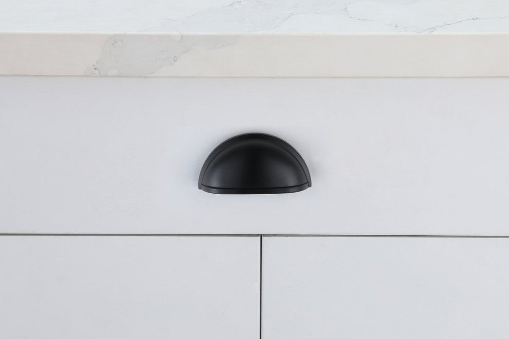 3" Center To Center Matte Black Modern Zinc Alloy Cabinet Pull, Pack