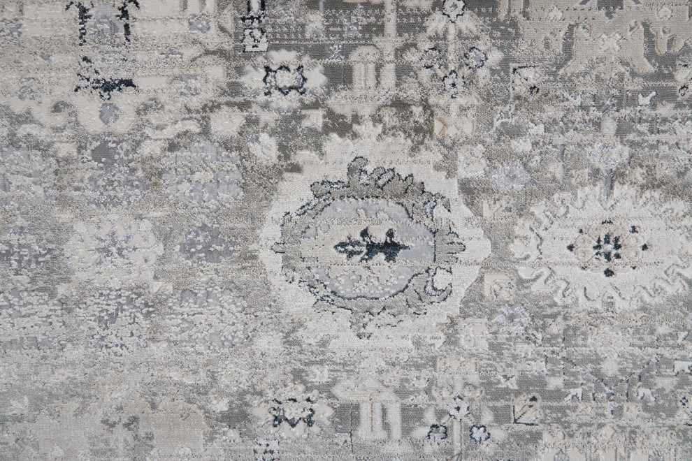 Weave & Wander Adana Metallic Rug, Ivory/Silver Gray, 5ft x 8ft Rug