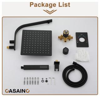 10inch Wall Mounted Rain Shower System With Handheld & Unique Shower Arm, Matte Black