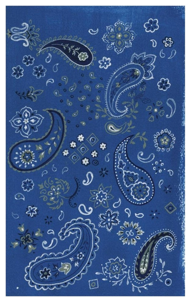 "Farm Nostalgia Blue Paisley" Digital Paper Print by Danhui Nai, 27"x42"