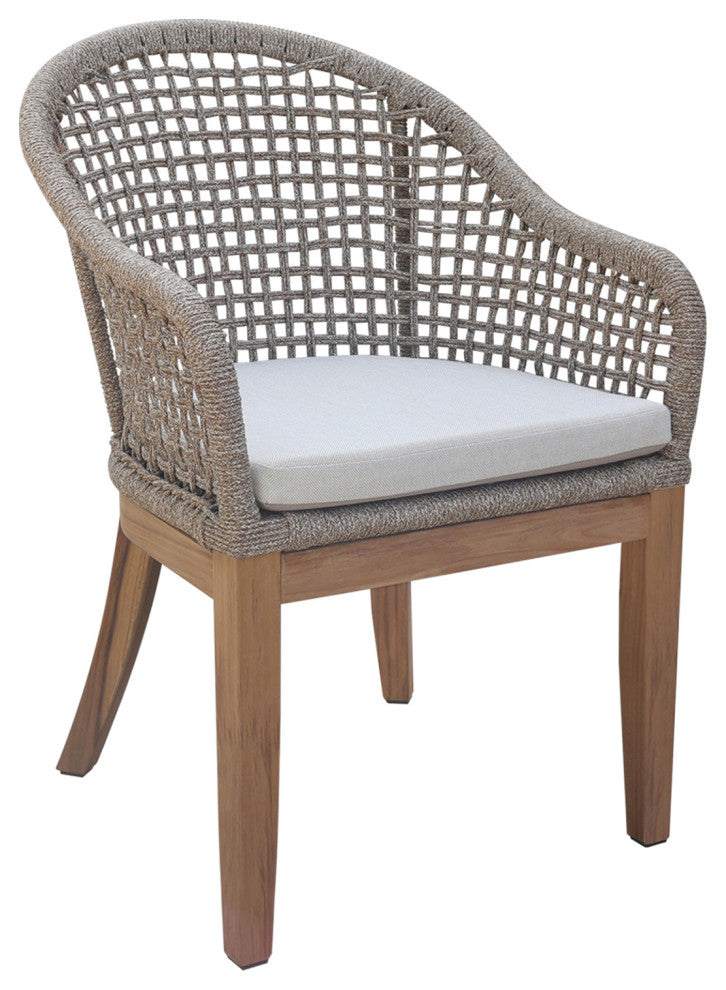 Set of Two Outdoor Teak Patio Dining Chair with Cushions