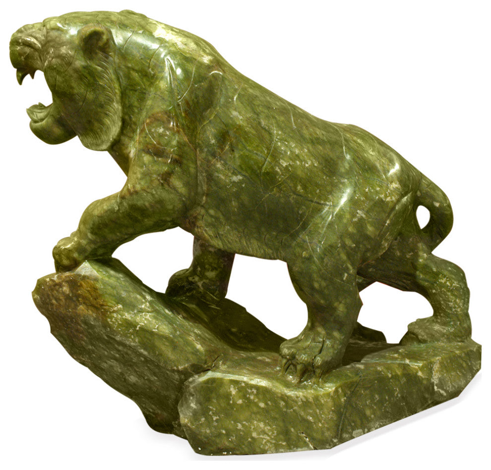 Large Oriental Jade Tiger Sculpture