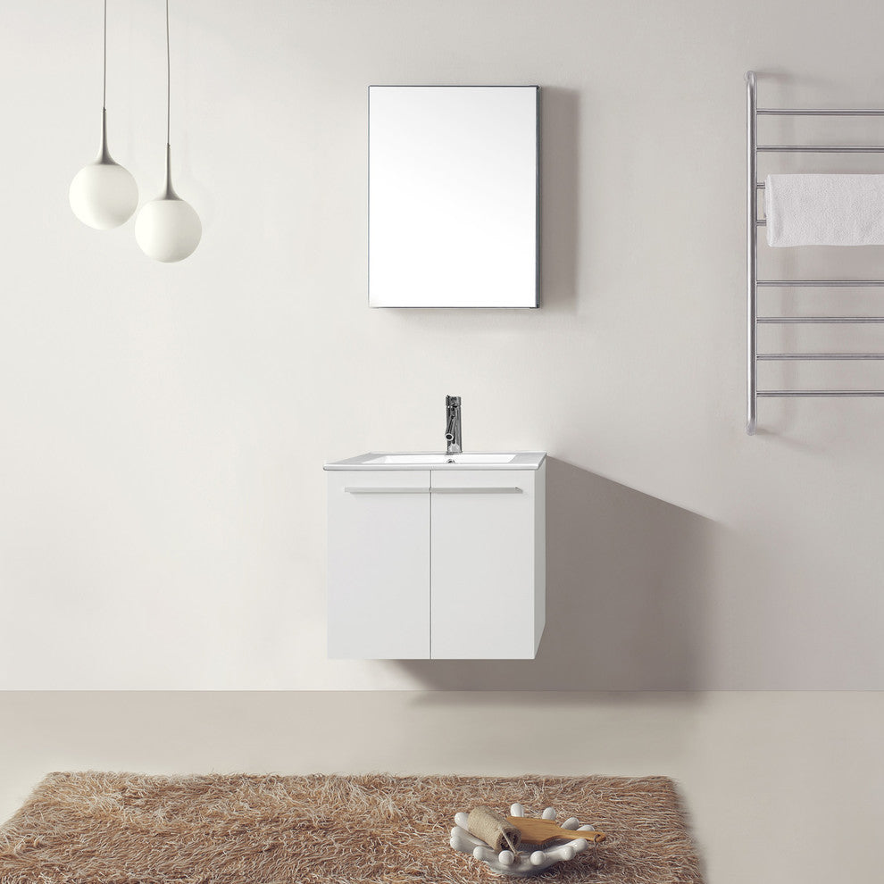 Midori 24" Single  Gloss White  Vanity Gloss White with Brushed Nickel Faucet