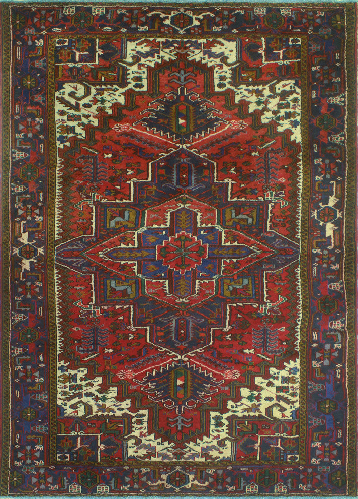 Fine Vintage Distressed Wilfred Rust/Navy Rug, 8'1x11'2