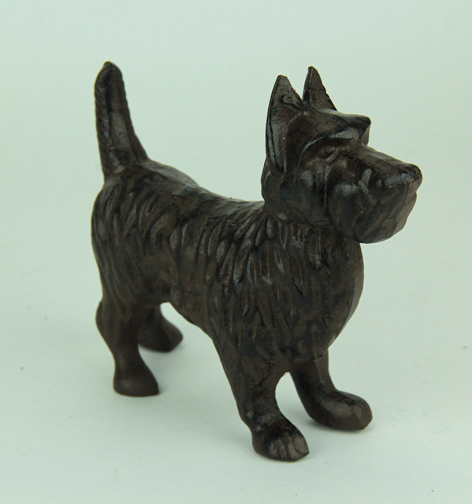 Rustic Brown Cast Iron Scottish Terrier Dog Statue