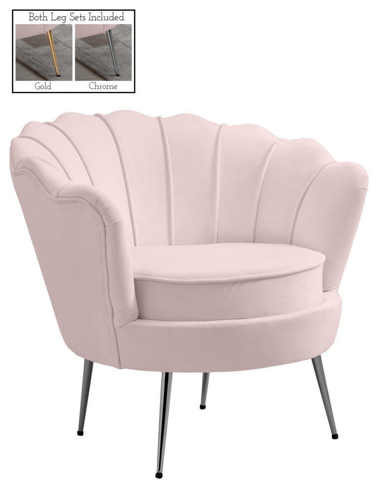 Gardenia  Velvet Upholstered Chair, Pink