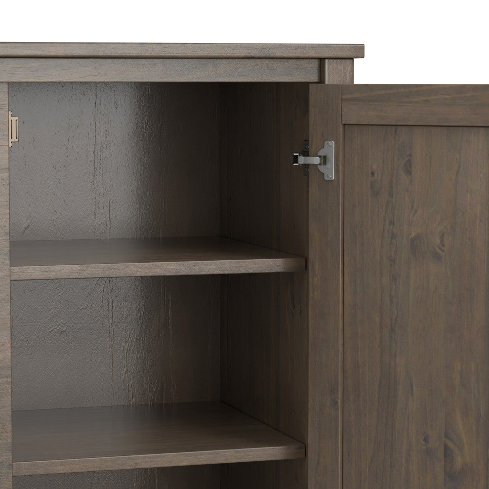 Ela Solid Wood Sideboard With Wine Storage, Smoky Brown