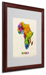 'Africa Watercolor Map' Matted Framed Canvas Art by Michael Tompsett