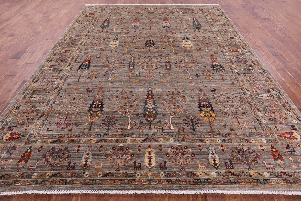 9' 1" X 11' 11" Persian Gabbeh Tribal Handmade Wool Rug - Q13000