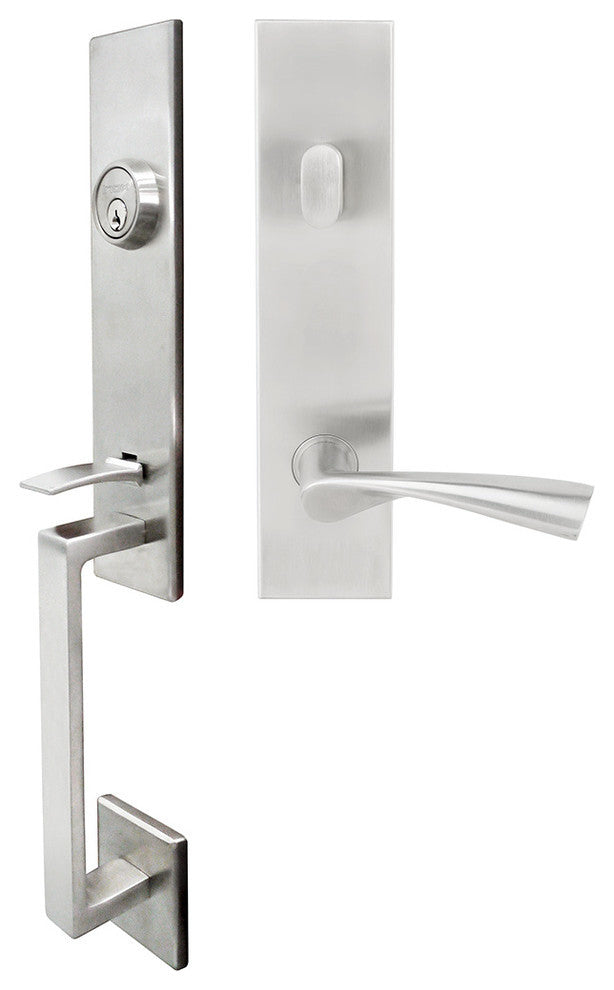 Breeze Lever, Tubular Entry Handleset, Left Hand Reverse, Satin Stainless Steel