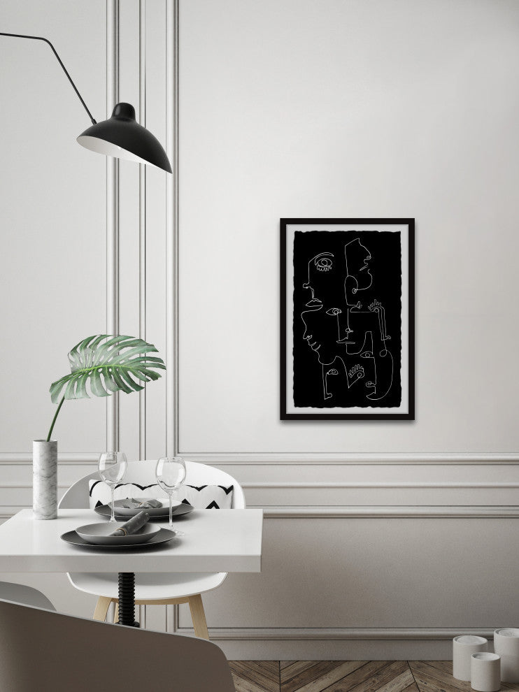 "Line Face Illusion" Framed Painting Print, 20x30
