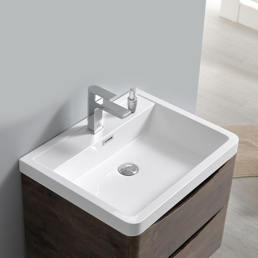 Fresca Tuscany 24" Rosewood Wall Hung Cabinet With Integrated Sink