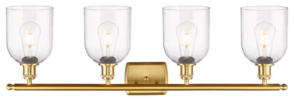 Ballston-Bella 4-Light 36" Bath Vanity Light, Satin Gold, Clear