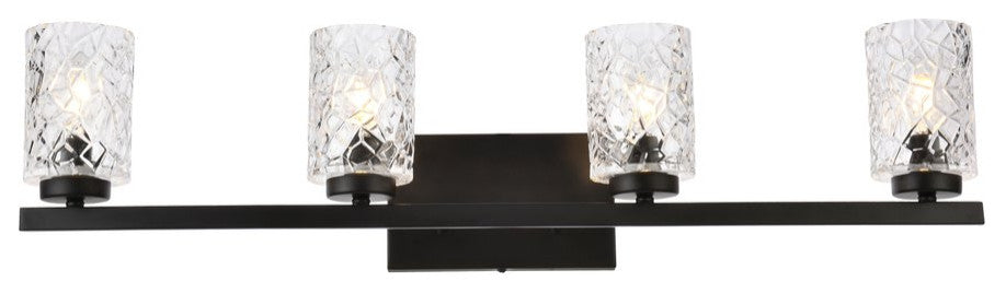 Conor 4-Light Bath Sconce, Black With Clear Shade