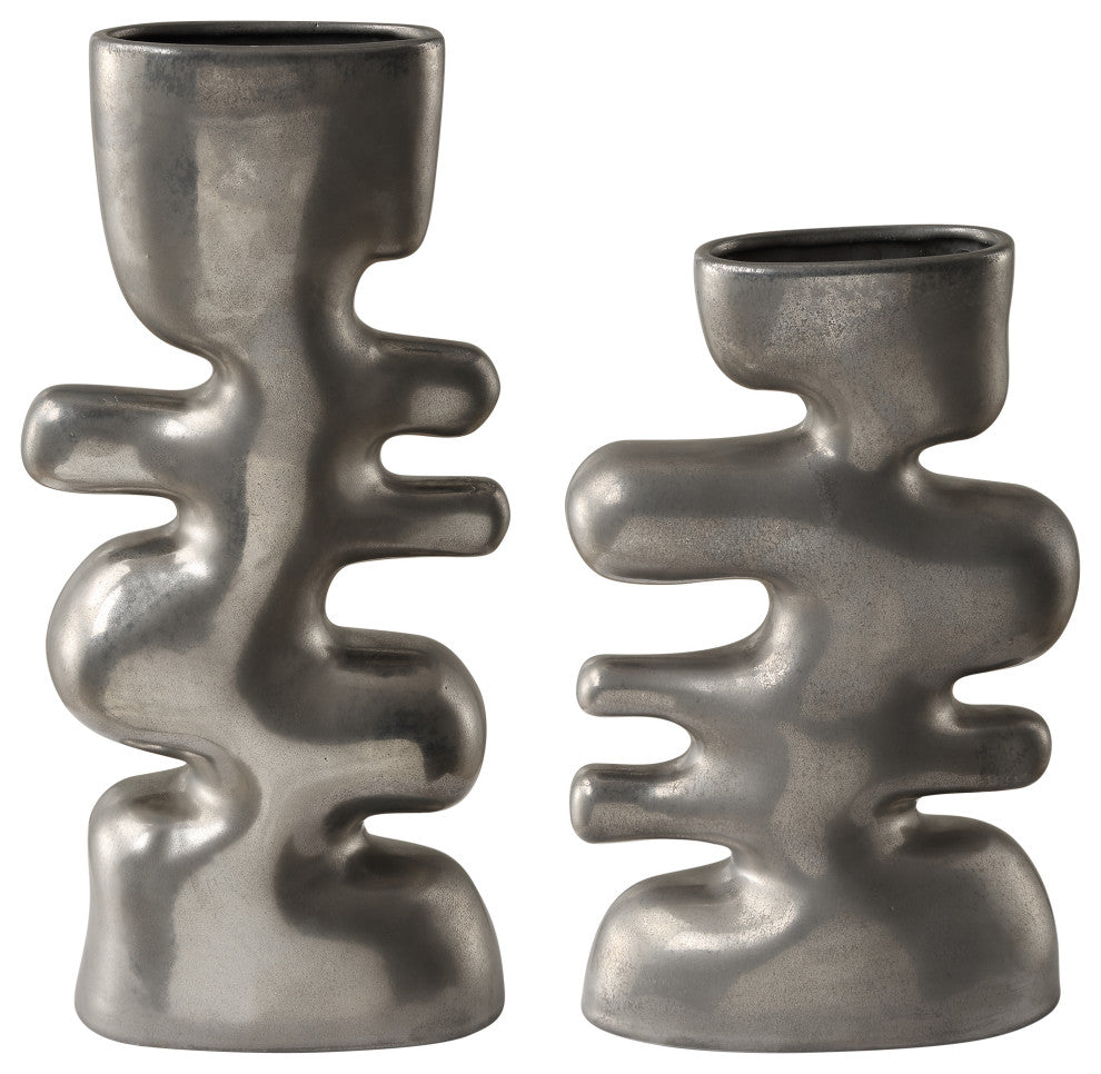 Uttermost Free Flowing Nickel Vases Set/2