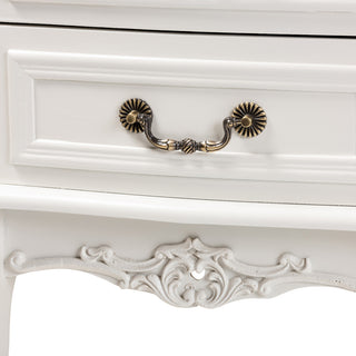 Gabrielle Traditional Provincial White-Finished 2-Drawer Wood End Table