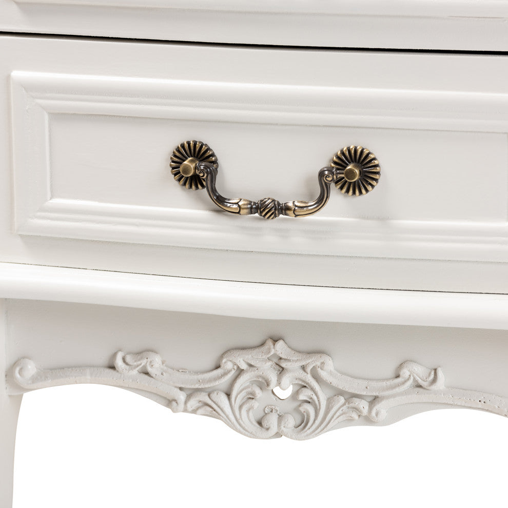 Gabrielle Traditional Provincial White-Finished 2-Drawer Wood End Table