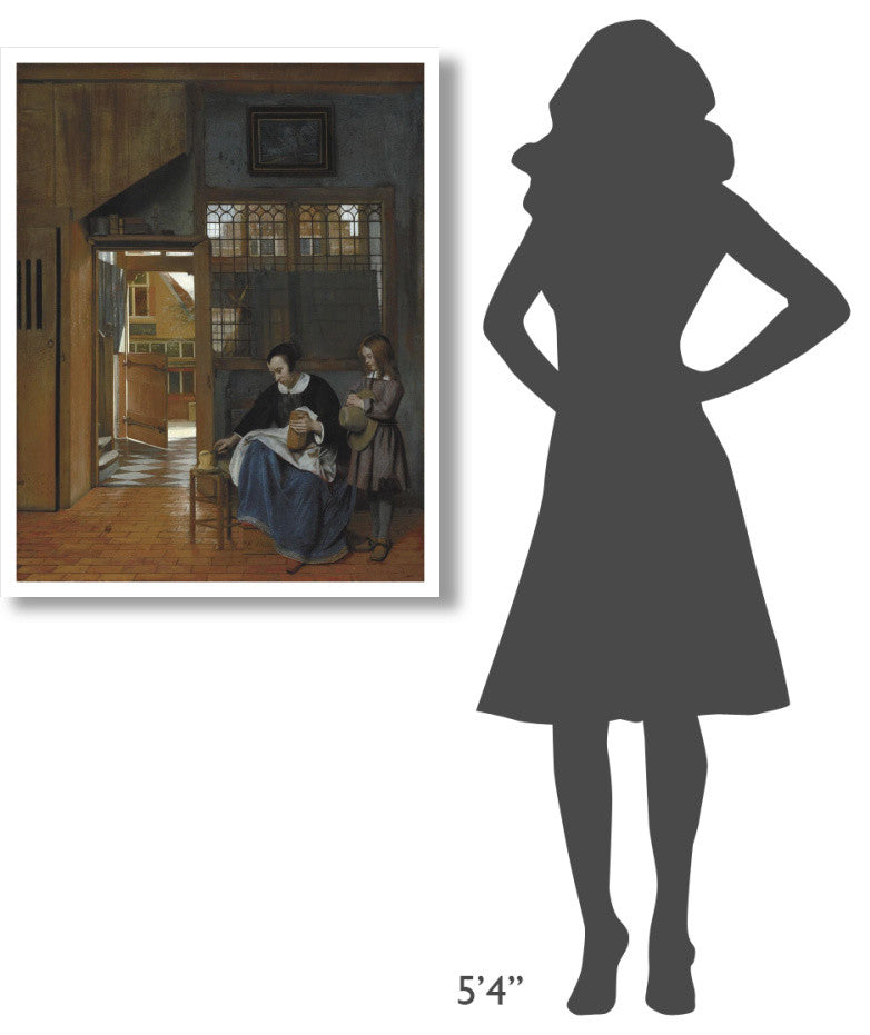 "A Woman Preparing Bread and Butter for a Boy" Print by Pieter de Hooch, 30"x37"
