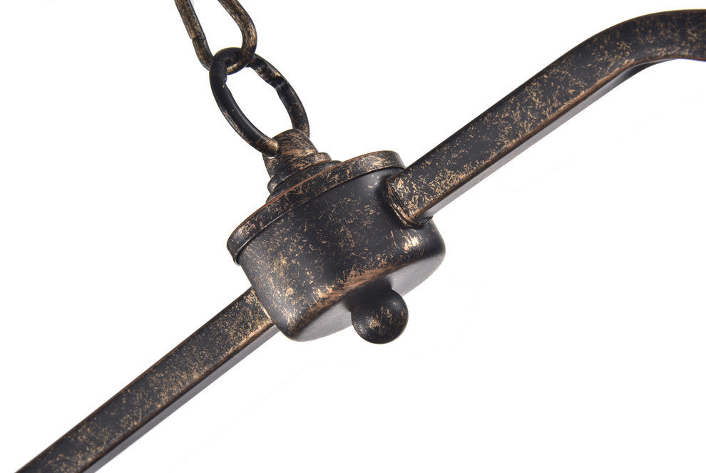 6-Light Antique Bronze Rectangular Crystal Chandelier Dining Room 40 in. Glam