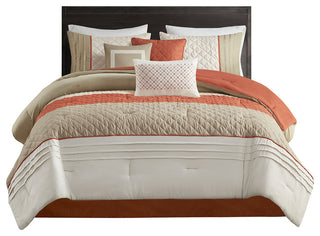 Madison Park Jenson 7 Piece Color Block Stripe Comforter Set With Throw Pillows