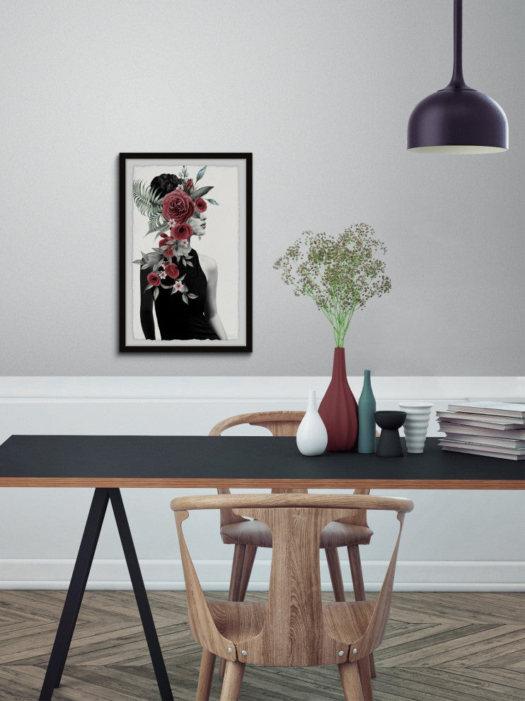 "Red Blooms" Framed Painting Print, 12"x18"