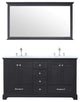 Dukes 60" Espresso Double Square Sink Vanity with Quartz Top, With Faucet and Mi