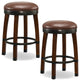 Set of 2 Counter Stool, Backless Design With Faux Leather Seat, Sienna/Sable